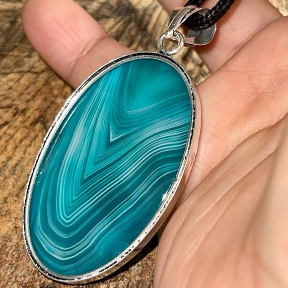 Translucent Banded Botswana Agate Pendant 2 1/2” - Picture 9 of 11